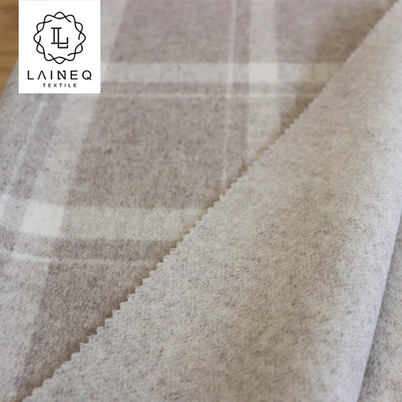 2023 тонкая и красиво сделанная шерстяная текстильная Двусторонняя серая Клетчатая Шерстяная ткань для зимнего пальто 70% шерсть