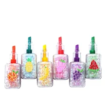 6 Color Cute Sequin Fruit Design Kawaii Nail Polish Highlighter Pen Sets Mini Size with Oblique Brush Tip for Girls