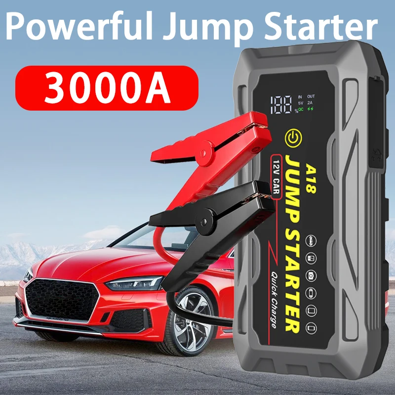 Rugged Geek 18000mah 1000A 12V portable powerbank jump starter with LCD car jump start