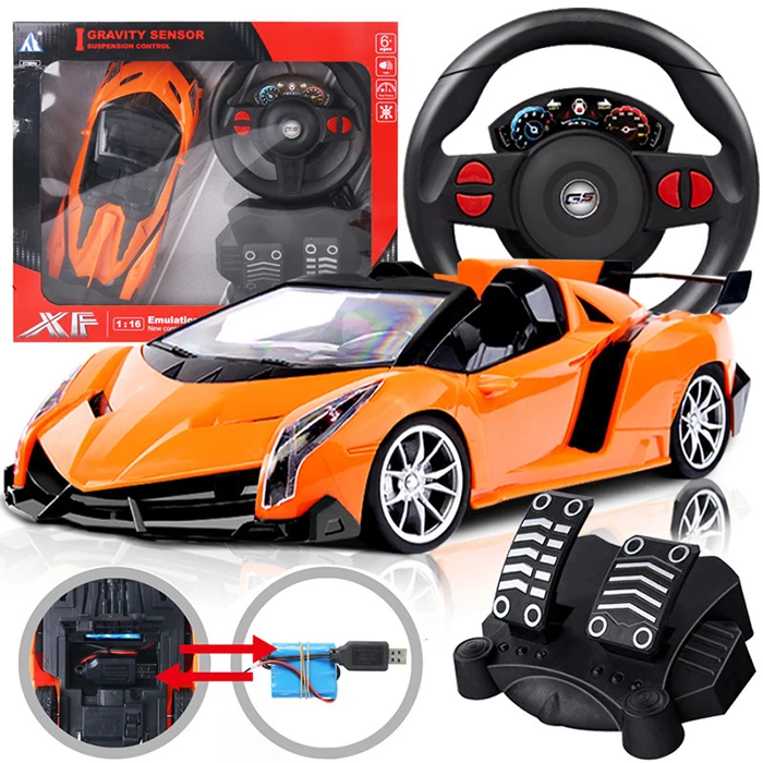 Led Light 1/16 Simulation Racing Rc Sport Car Toys Gravity Induction Drift Rc Car Remote Control Cars With Pedals