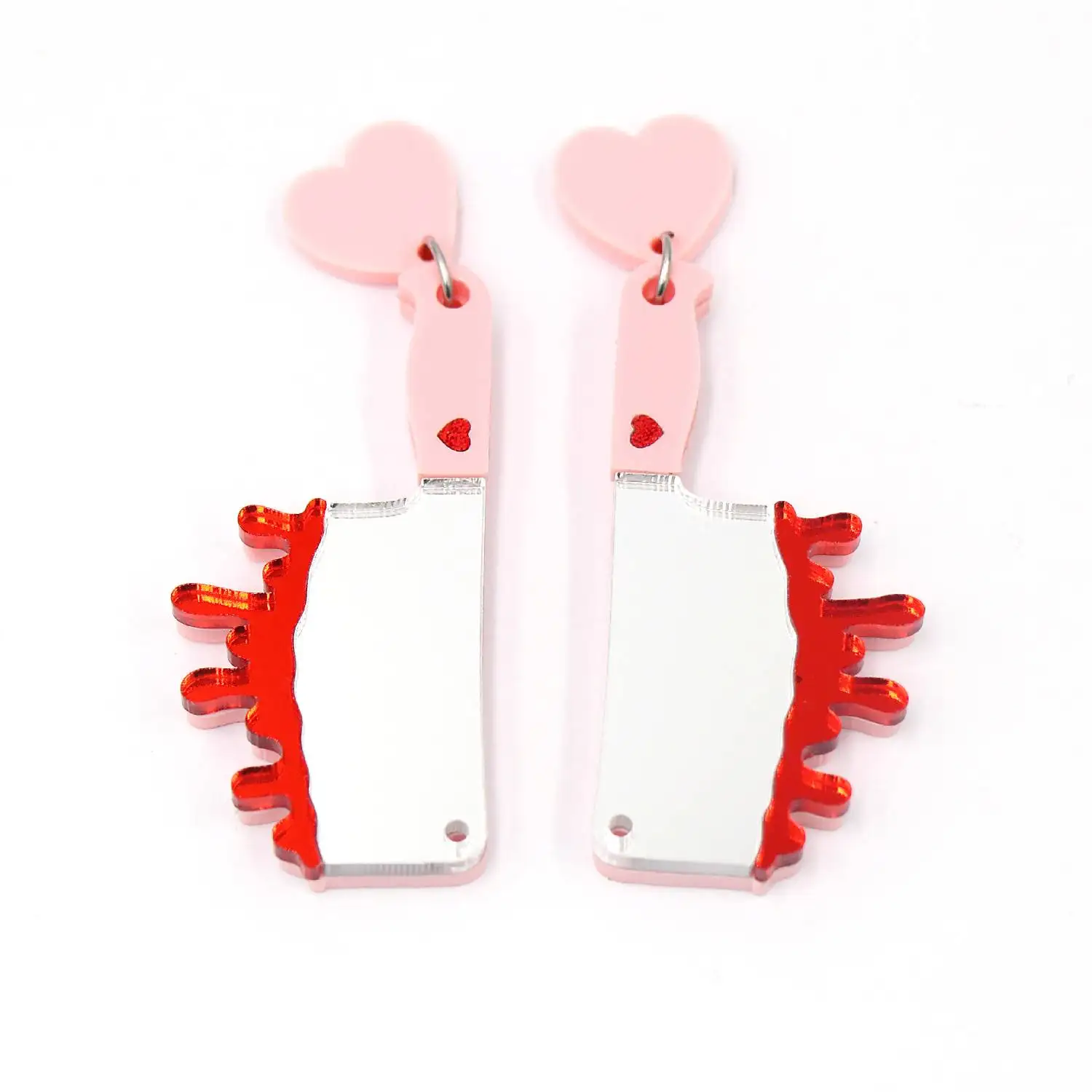 ZSHER2537 Halloween Bloody Knife Pink Acrylic Laser Cut Earrings Vintage Drop Style for Scream Movie Gift