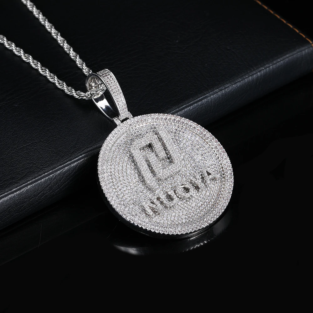 Hip Hop Custom Letter Circle Shaped Disk Diamond Pendant