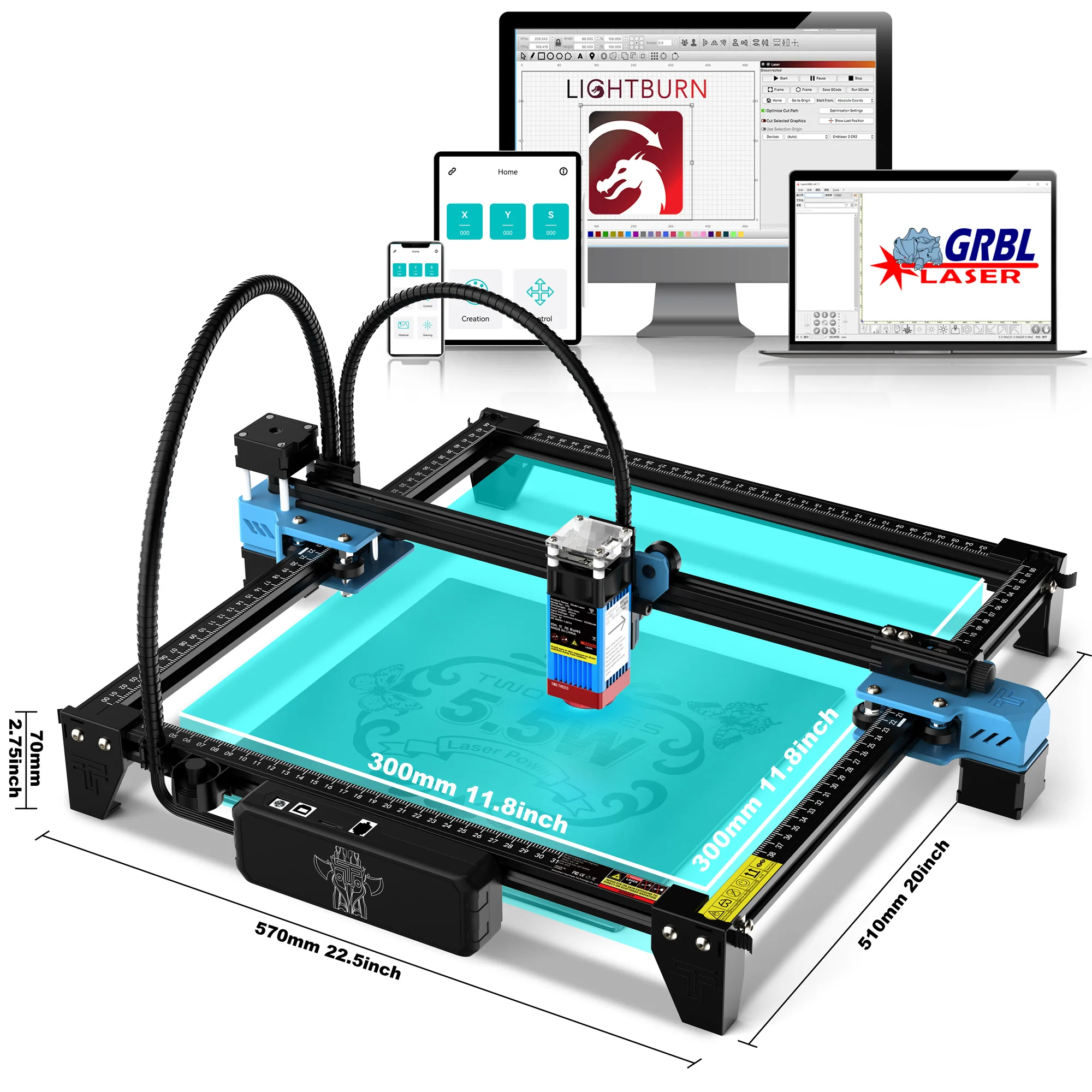 TWOTREES TTS 5.5 3Dレーザー彫刻機 CNCレーザーカッター 彫刻機 木材 