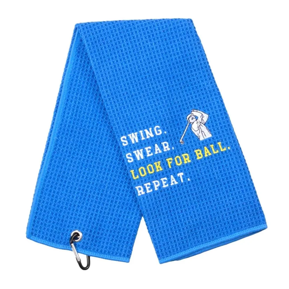 Customized Logo Printed Waffle Microfiber Golf Towel Eco-Friendly Quick-Dry Towel with Hook Sublimation Technique factory