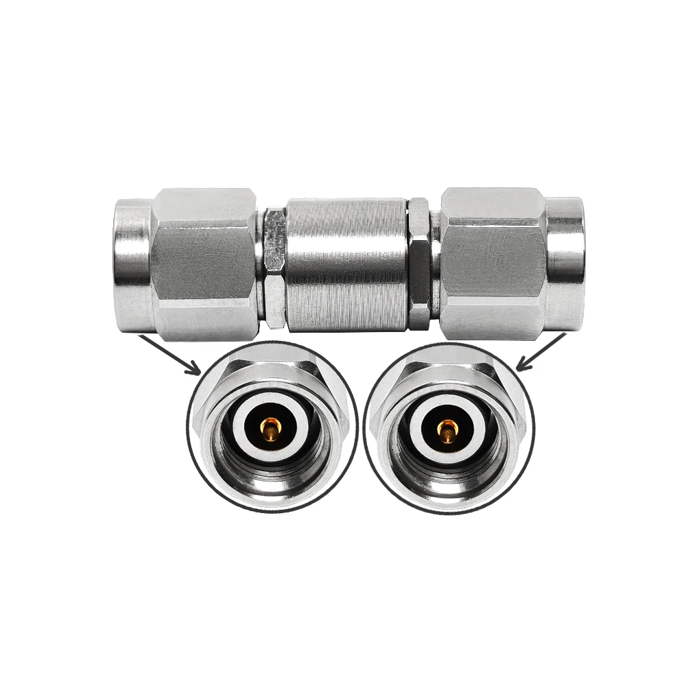 RF Stainless Steel Coaxial Cable Adapter High Frequency Millimeter Adapter 2.4mm Male to 2.4mm Plug Straight Coax Connectors