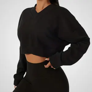 Active Wear Two Pieces OEM and ODM Service High Quality 100% Cotton V Neck Clothing Outfit Sport Tracksuit for Women