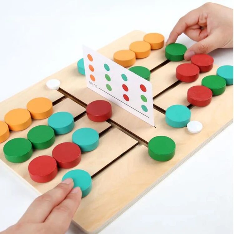 QINGTANG Wooden Four Color Puzzle Game Toys Color Sorting Matching Game for Kids Learning