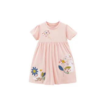 2025 Summer European and American style cartoon children's princess dress short sleeve cotton girl dress