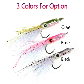 3D Luminous Eyes Small Squid Fly Artificial Rubber Legs Flash Tinsel Streamer Flies Trout Bass Saltwater Fishing Lures Baits – Soft Lure – view 4
