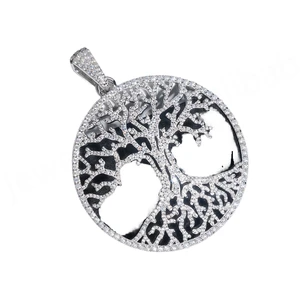 Men's 925 Silver/Gold Plated Hip Hop Pendant Necklace Bamboo Moissanite Inlay Tree Shape Engagement Weddings Parties Factory