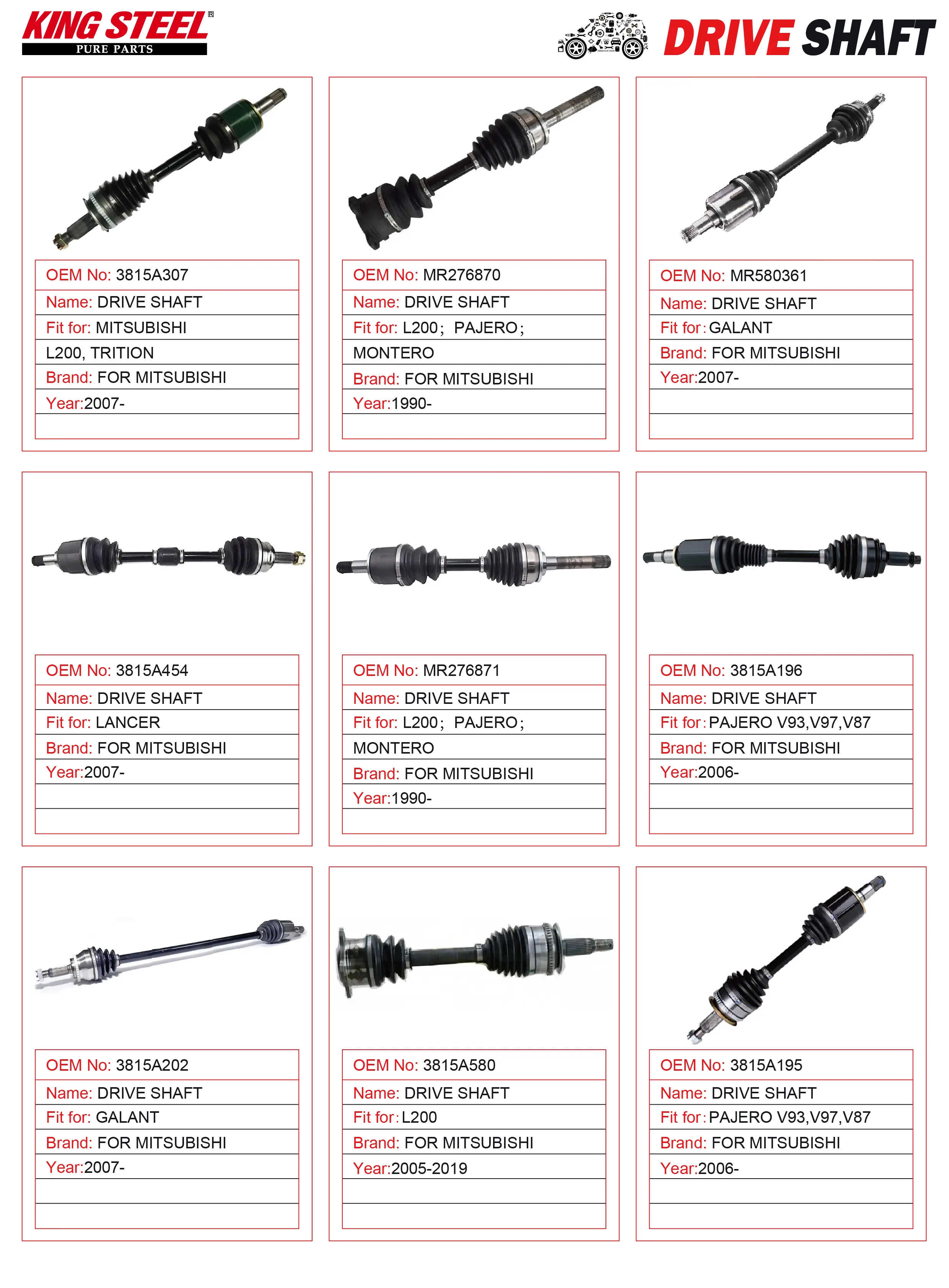 OEM CV6Z-3B436-AS Steel Drive Shaft for Ford Escape 2001-2019