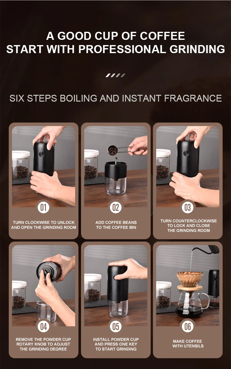 High Quality Small Size Conical Burr Automatic Espresso Grinder Lithium