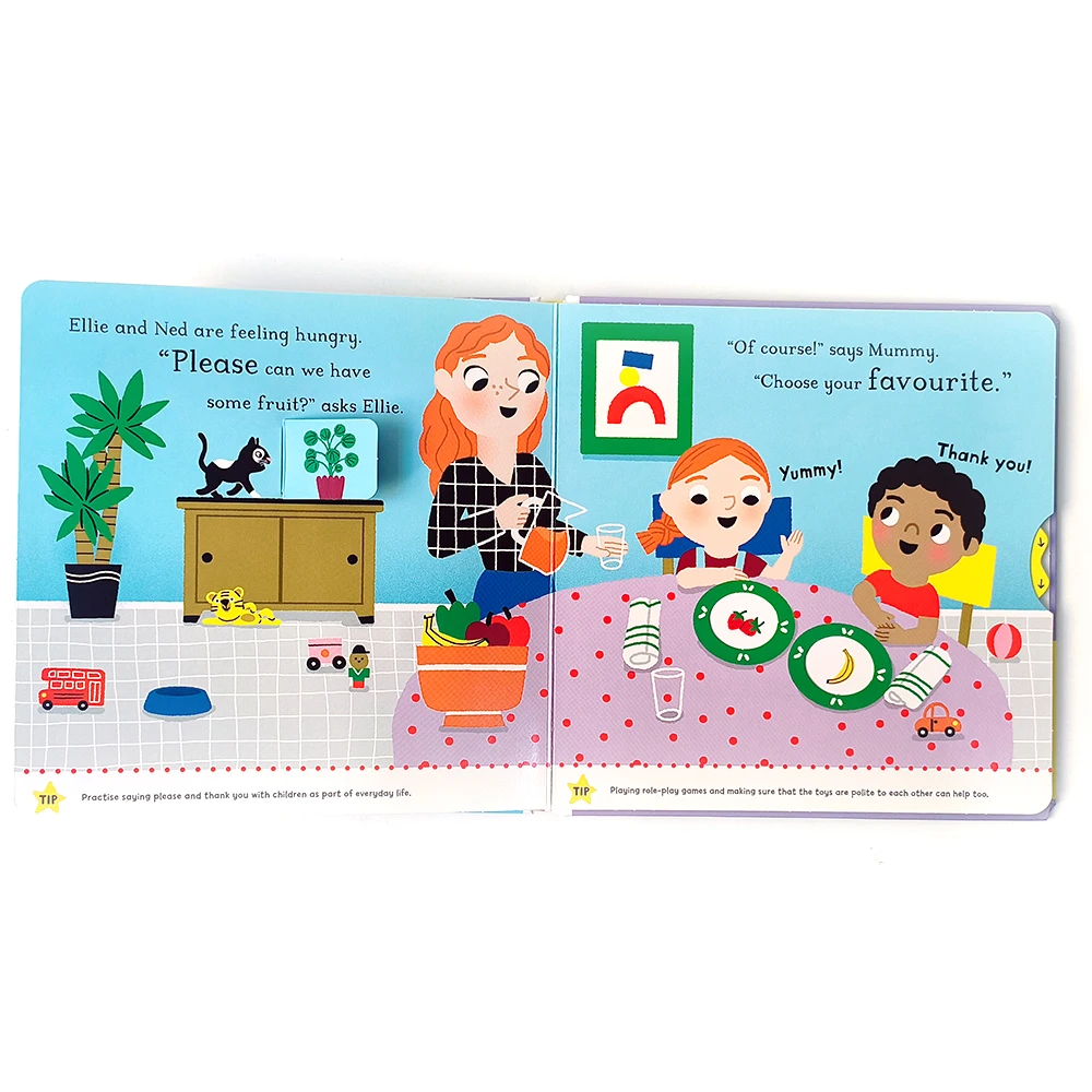 High Quality Custom Lift-The-Flap Book Push Pull Slide Montessori Book Hardcover Kids Board Book Printing