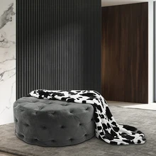 Customized Modern Style Comfortable Whole Cheap Modern Stool Pouf Round Velvet Chesterfield Ottoman