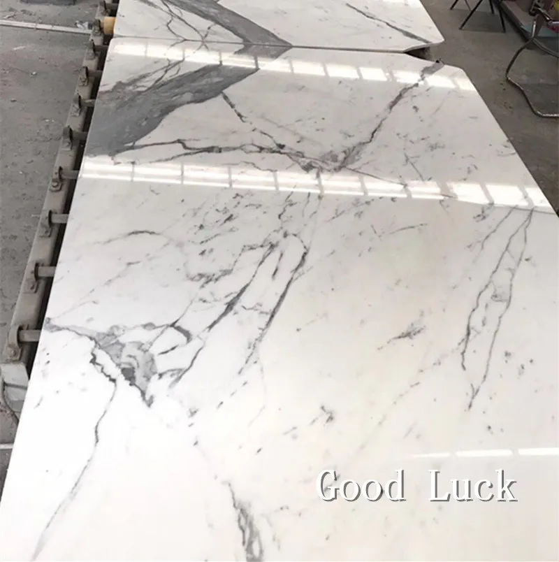 Factory Marble Slab White natural Stone Calacatta venatina stone slab Background or Countertop