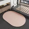 New generation of diatomaceous earth bathroom mats - natural oval brown