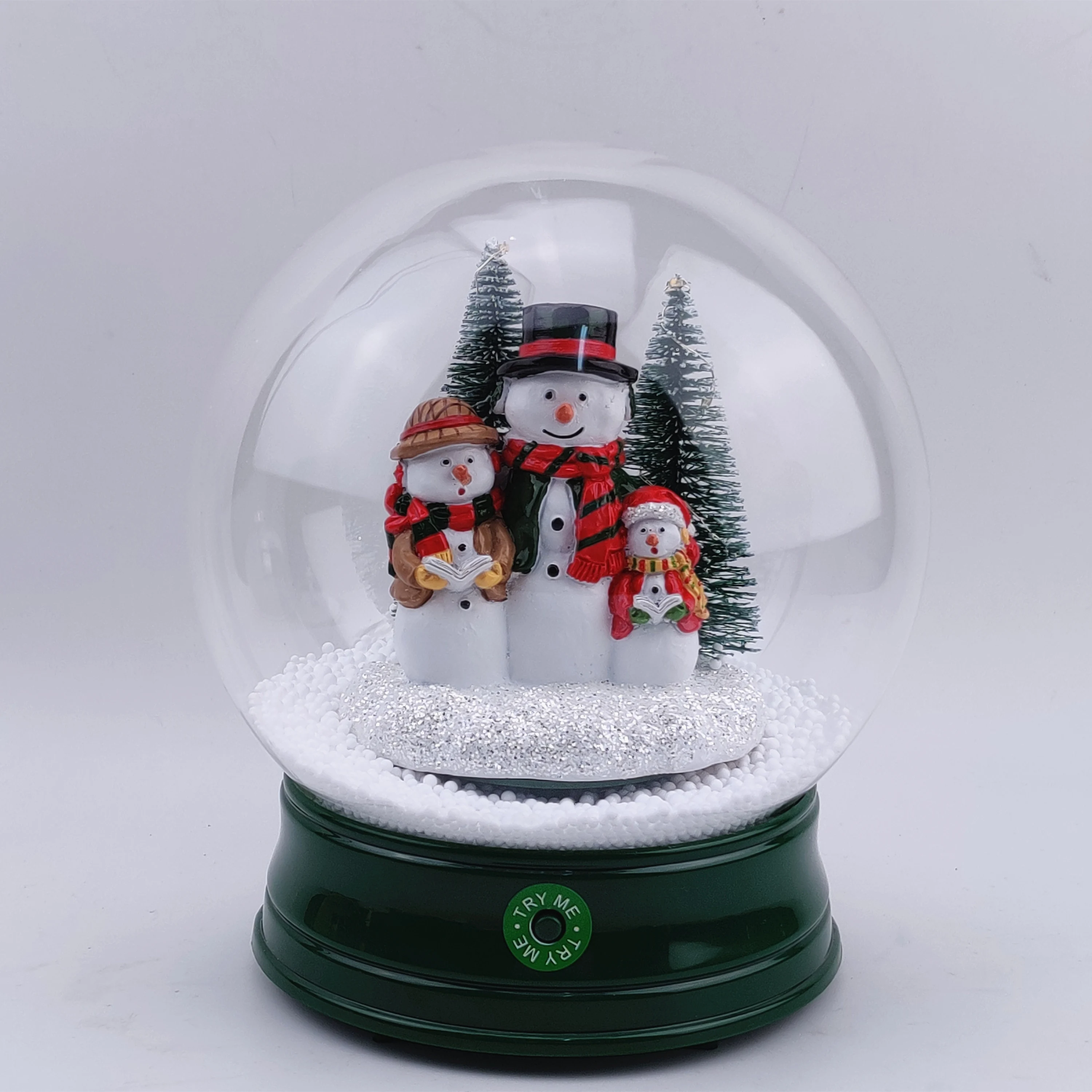 Custom led lighted up resin snowman music glass christmas gifts snow globe ball ornaments wholesale