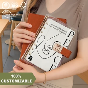 New Arrival Custom Logo A5 A6 A7 Notebook Transparent PVC Synthetic Clear 6 Ring Binder Organizer Replaceable Loose-leaf Journal