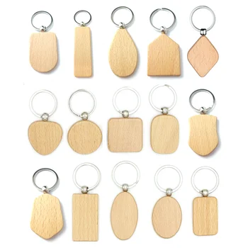 DIY blank round wood disc for keychain for engraving wooden keychain wood craft key chains