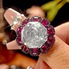 Black gold white diamond ring-Open Size