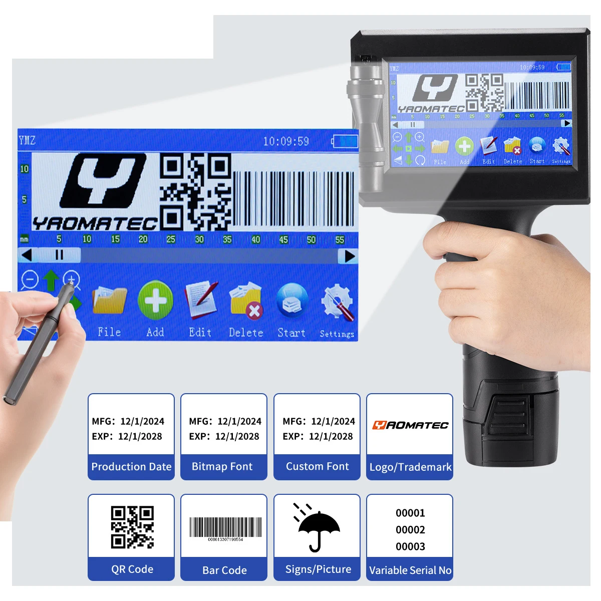 TEBAK SY-1788 High Quality Print Date Code Expiry Date Batch Number Inkjet Printer Handheld Printing Coding Machine