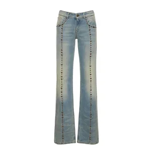 Customized low waisted rivet straight leg jeans