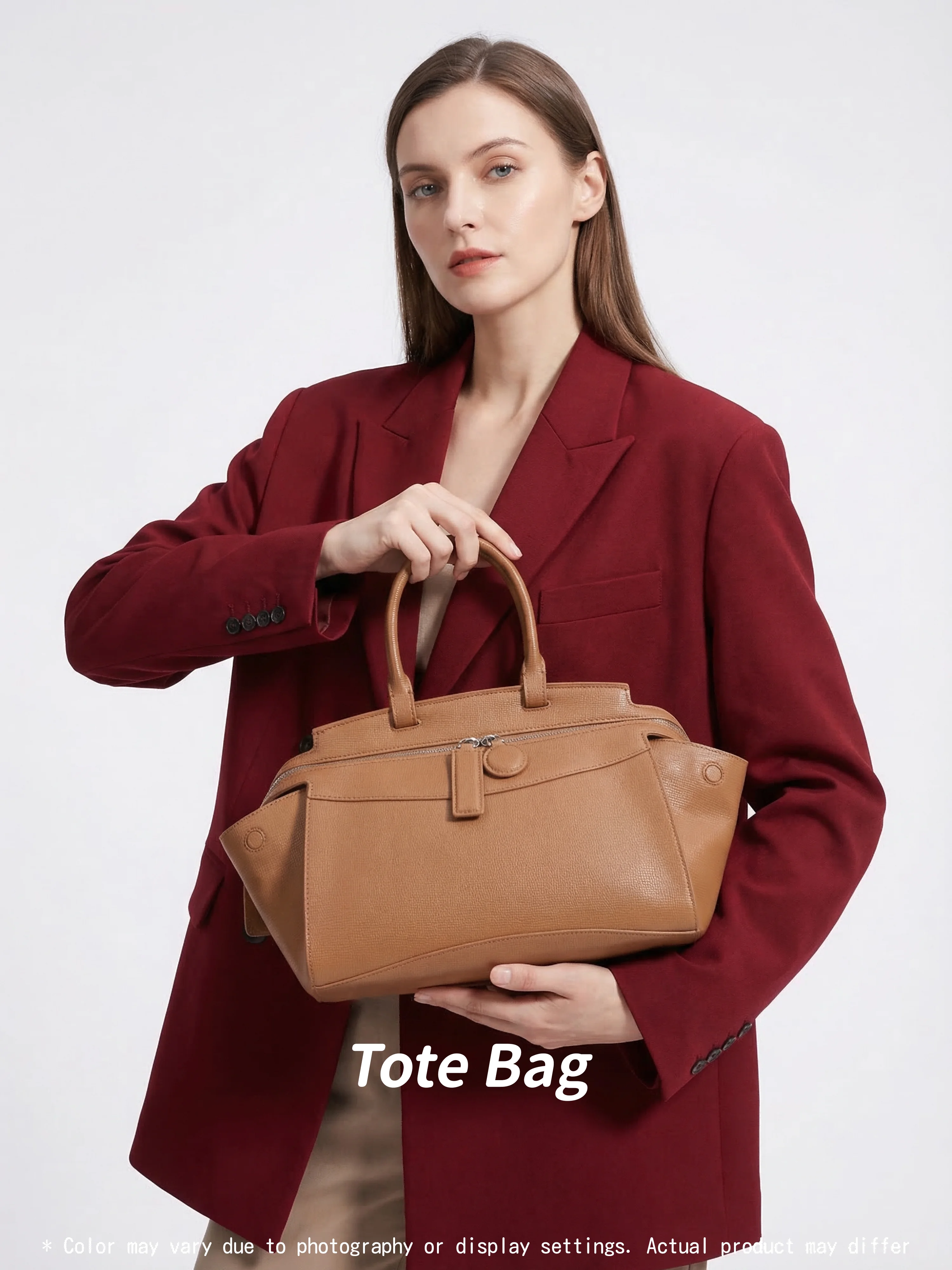 New Style Luxury Fashion Women's Large Genuine Leather Handbag with Zipper Closure Waterproof Single Strap Polyester Lining