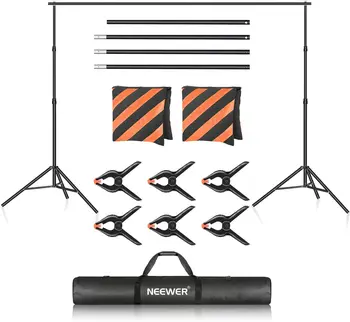 NEEWER Photo Studio Backdrop Support System, 10ft X 7ft//3m X 2.1m Adjustable Background Stand with 4 Crossbars, 6 Backdrop