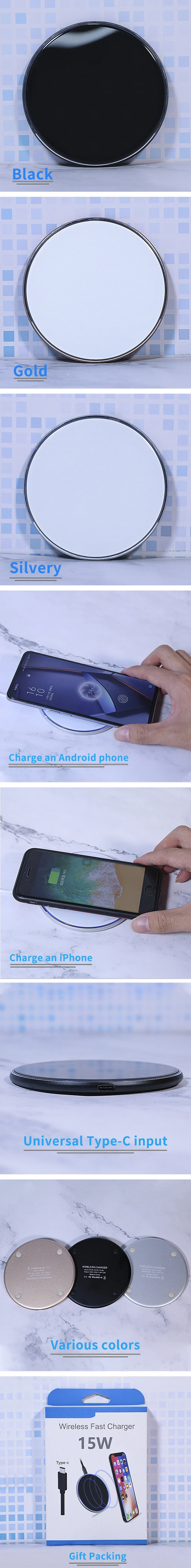 UUTEK X8 Acrylic Mirror Wireless Charger 15W Fast Charging Mobile Phone Charger for iphone