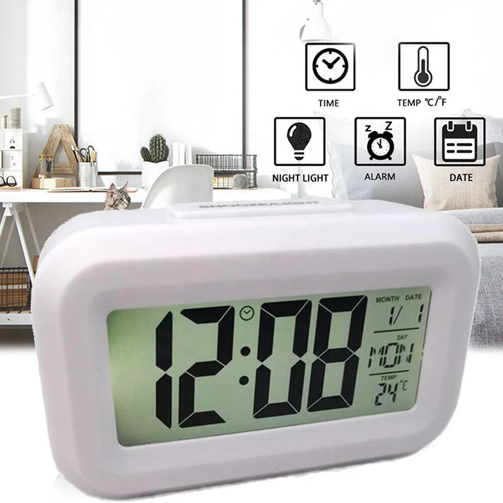 7 Week Language Display Mini Digital Alarm Clock Desktop Clock for Home Office Backlight Snooze Calendar