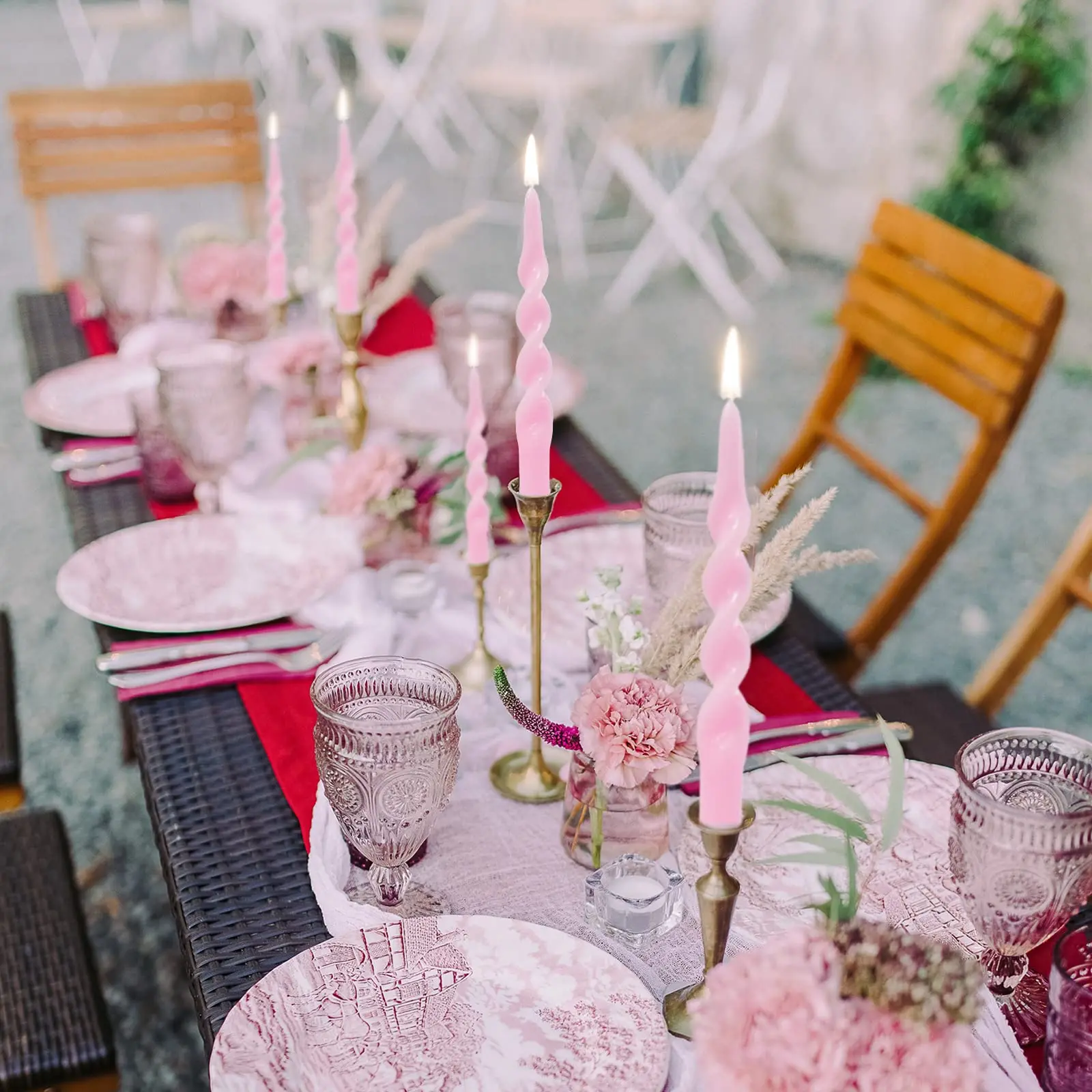 Nordic Home Decor Tall Twisted Candle Spiral Label White Candle Vessels ...