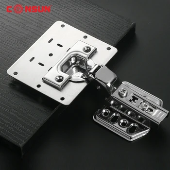 Hinge Mounting Plate Furniture Hinges Piece Protecting Wooden Kitchen Cabinet Door Stainless Steel Hinge Side Plate Repair Kit