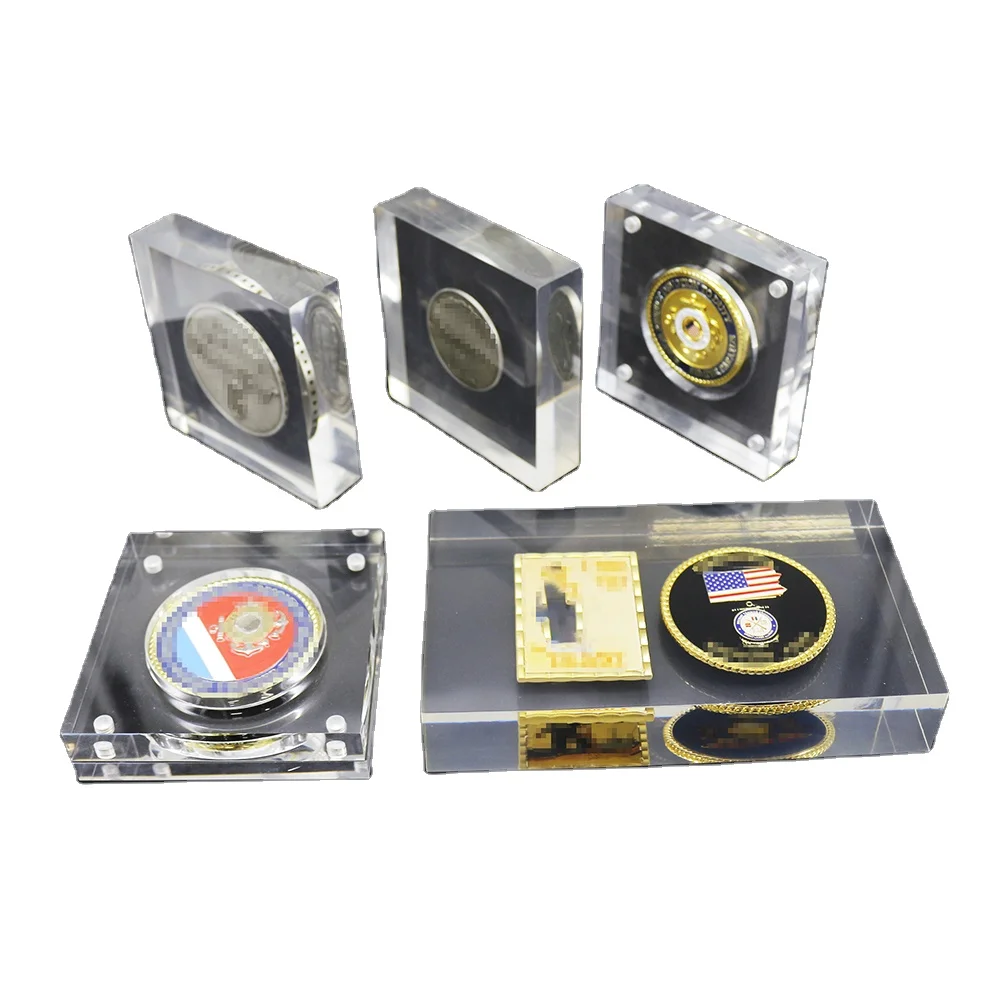 コインケースプラスチックボックスケースお土産透明プラスチッククリアアクリルミニチャレンジコインボックス銀貨用