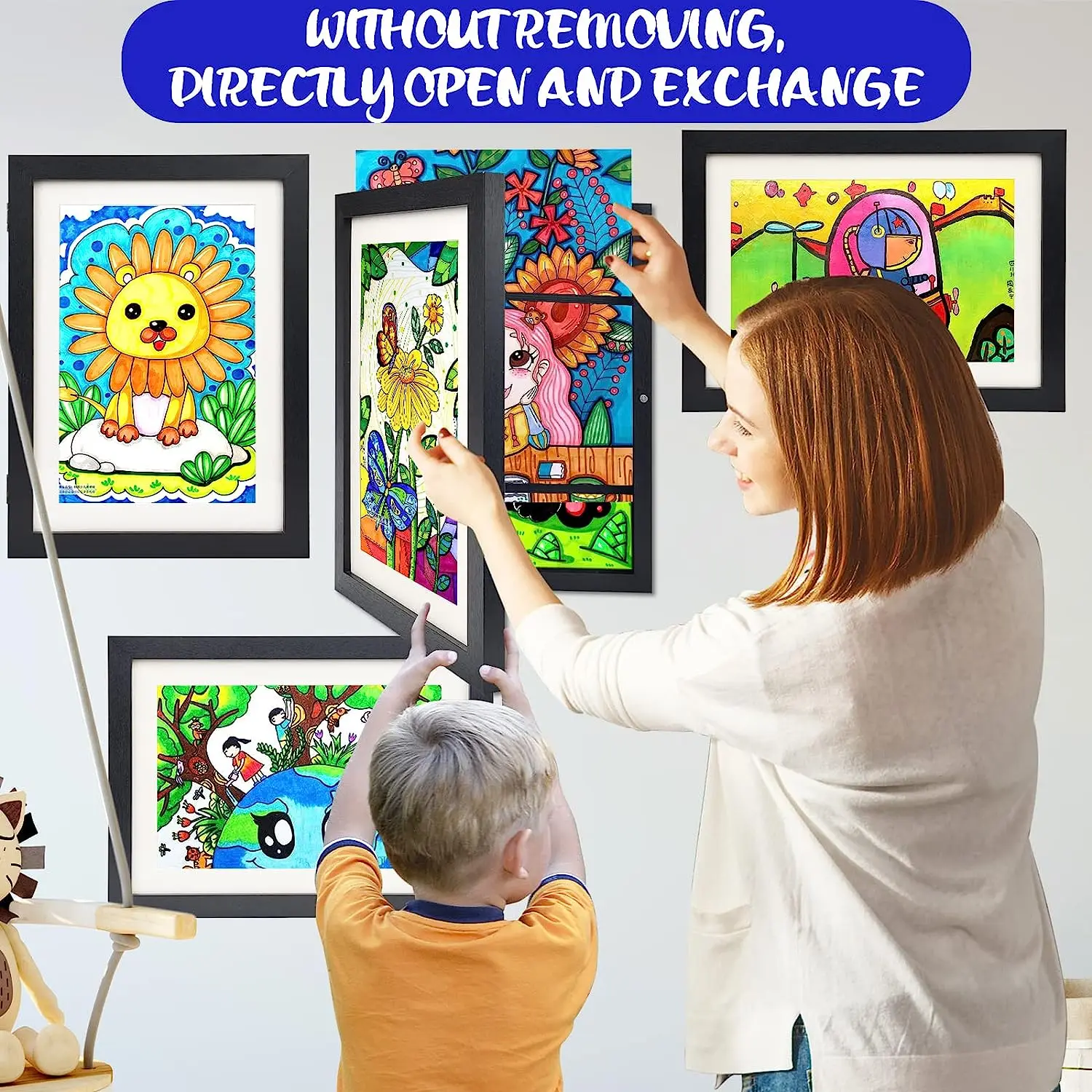 Kids Artwork Picture Frames For Drawings,Front Opening A4 Photo Frame