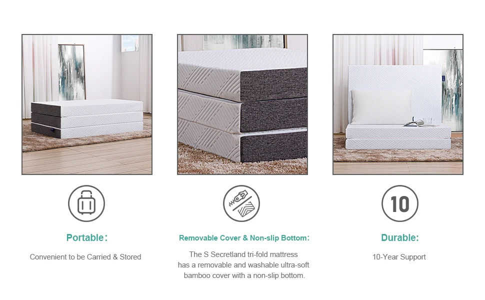 Aidi Foldable High Density Foam Floor Mattress Pad Futon Trifold