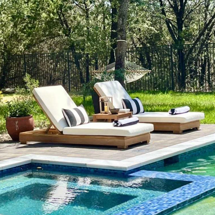 Modern Durable Garden Outdoor Patio Furniture Outdoor Sun Lounger Size  Plywood Sun Lounger for Pool