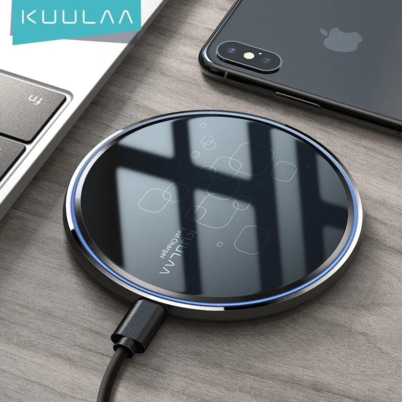  Wireless Charger,KUULAA Numerical Control Technology Fast  Mobile Phone Wireless Charger 15W Intelligent Sensing Charging  Pad,Lightweight and Portable,Black : Cell Phones & Accessories