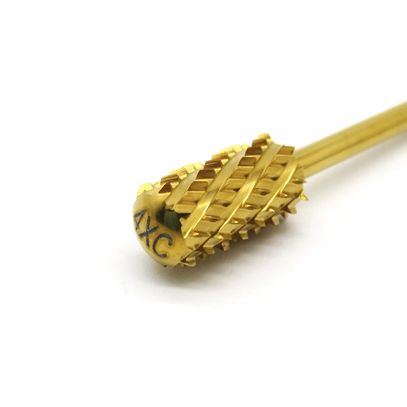 Nails 2X 4XC 5XC Carbide Safety Bit Acrylic Nail Drill Bits Carbide Bur Nails Round Top Tips Golden