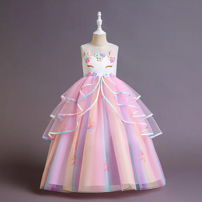Girl Wedding Dress Unicorn Dresses Flower Appliques Princess Dresses Children Wedding Birthday Party Costume Evening Formal Gown Girl Wedding Dress Unicorn Dresses Flower Appliques Princess Dresses Children Wedding Birthday Party Costume Evening Formal Gown
