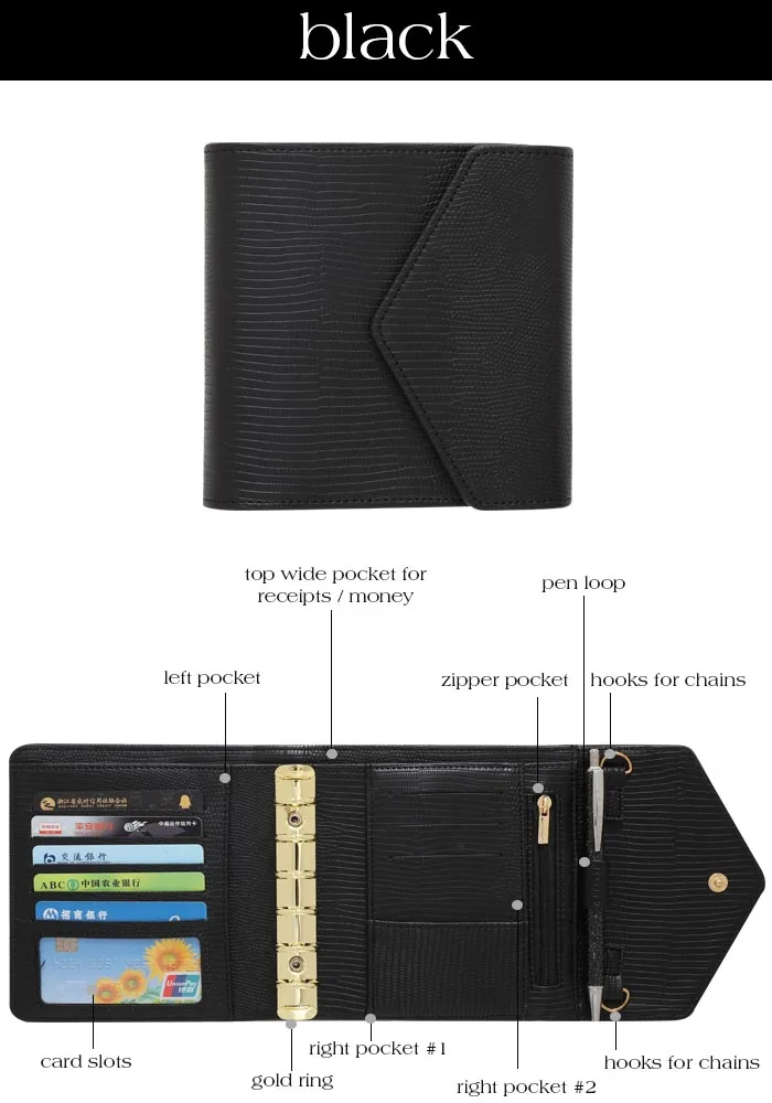 Etsy Best Selling A7 Lizard Textured Pu Leather Binder Wallet As Cash ...