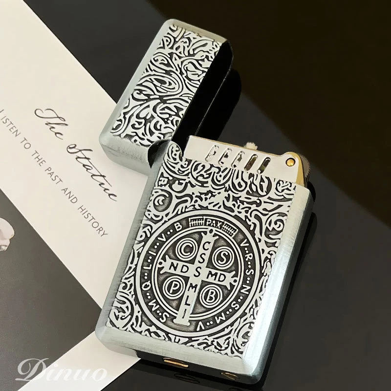 Embossed Constantine Retro Bronze Metal Loud Lighter Boy Gift Windproof Oil  Cigarette Lighter