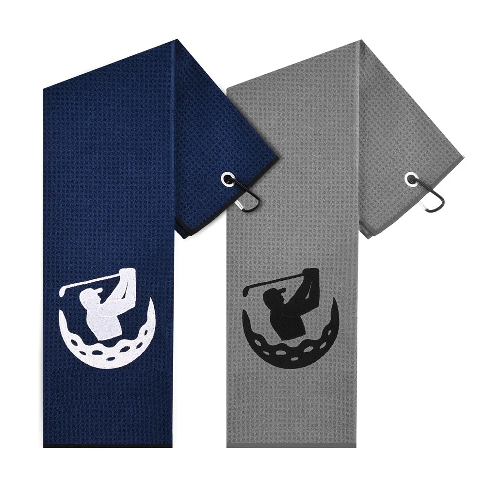OEM Produsent Egendesignet Logo Magnetisk Golftørkle Waffle Design med Hake Jacquard Teknikk