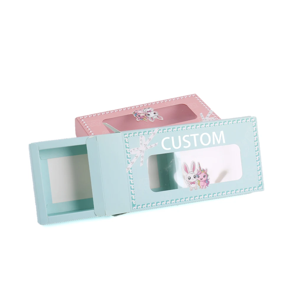 Scatola a cassetto di cartone colorato di lusso per il confezionamento di biancheria intima, con finestra in PVC e laminazione opaca