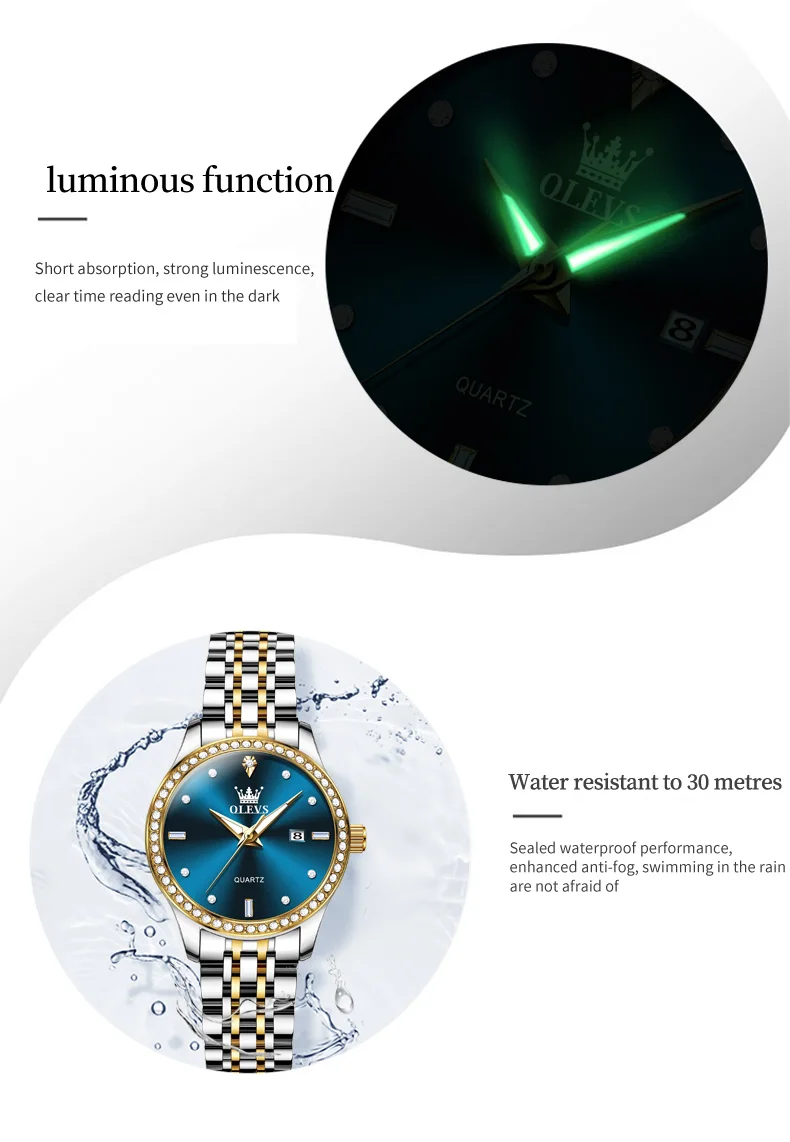 OLEVS 3625 Couple Women and Men Watches Fashionable Style Stainless Steel Material Luminous Hands Simple Dial Design Wrist Watch