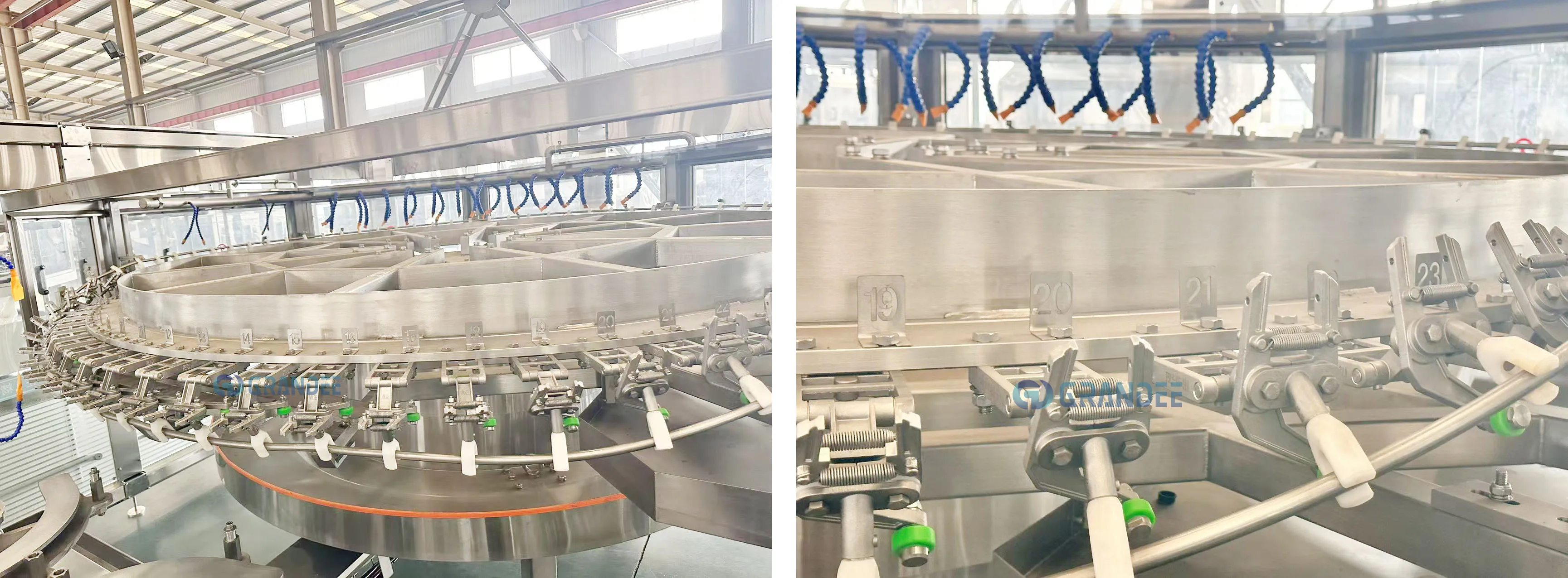 product high speed automatic spray glass bottle rotary mechanical valve cleaner washing rinsing dripping machine-14