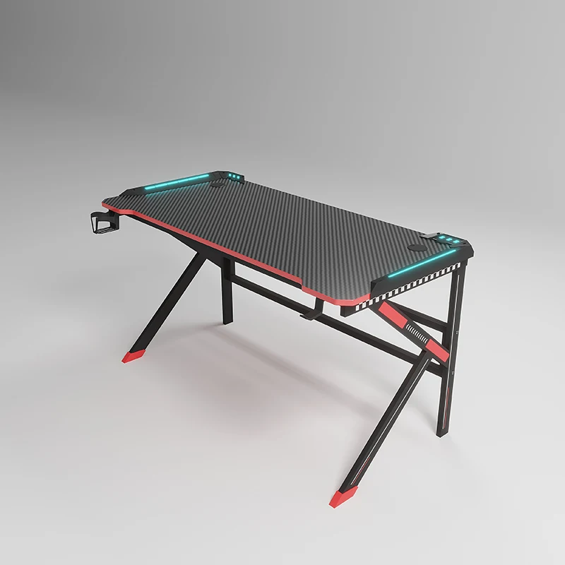 Yz Wholesale Hot Selling  Top Black Pink  L-shaped Gaming Grande Table Furniture Compute aperçu 6