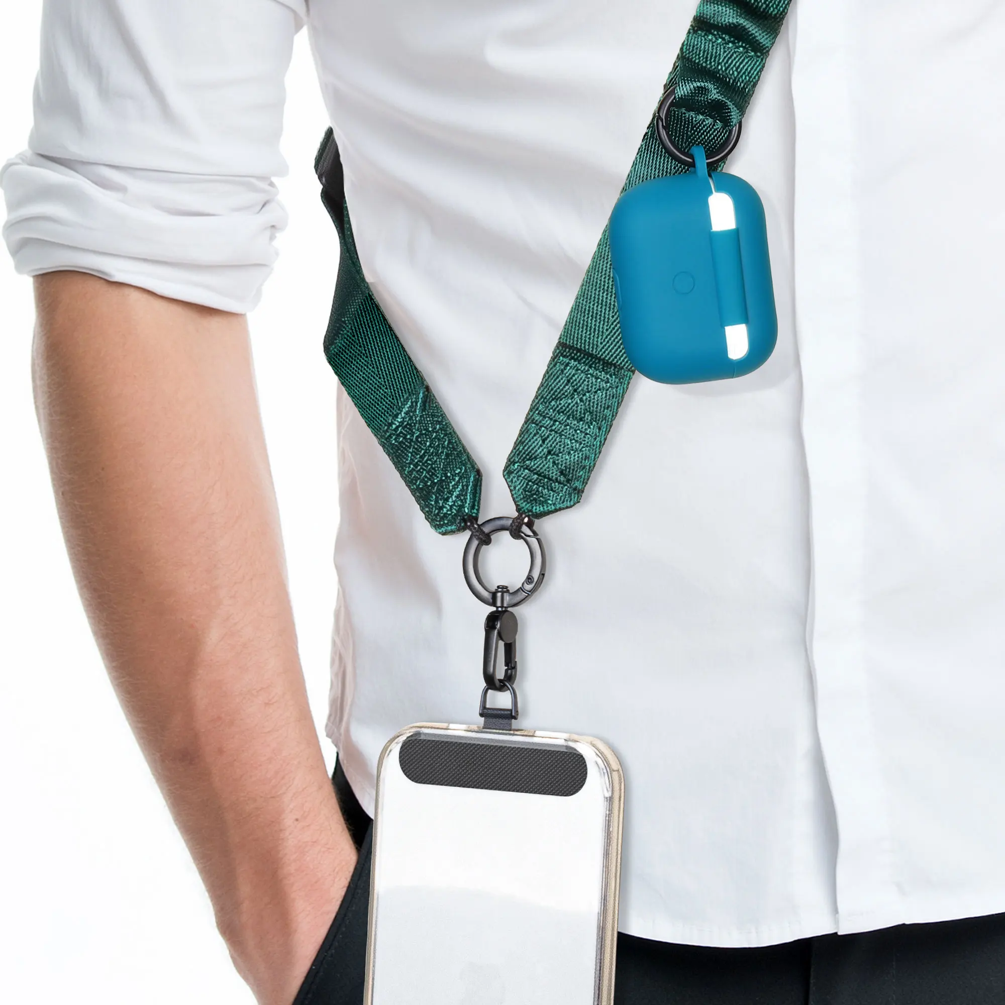 Universal Mobile Cell Phone Crossbody Woven Lanyard Neck Wear Long Fabric  Wide Webbing Keychain Phone Strap Rope Patch