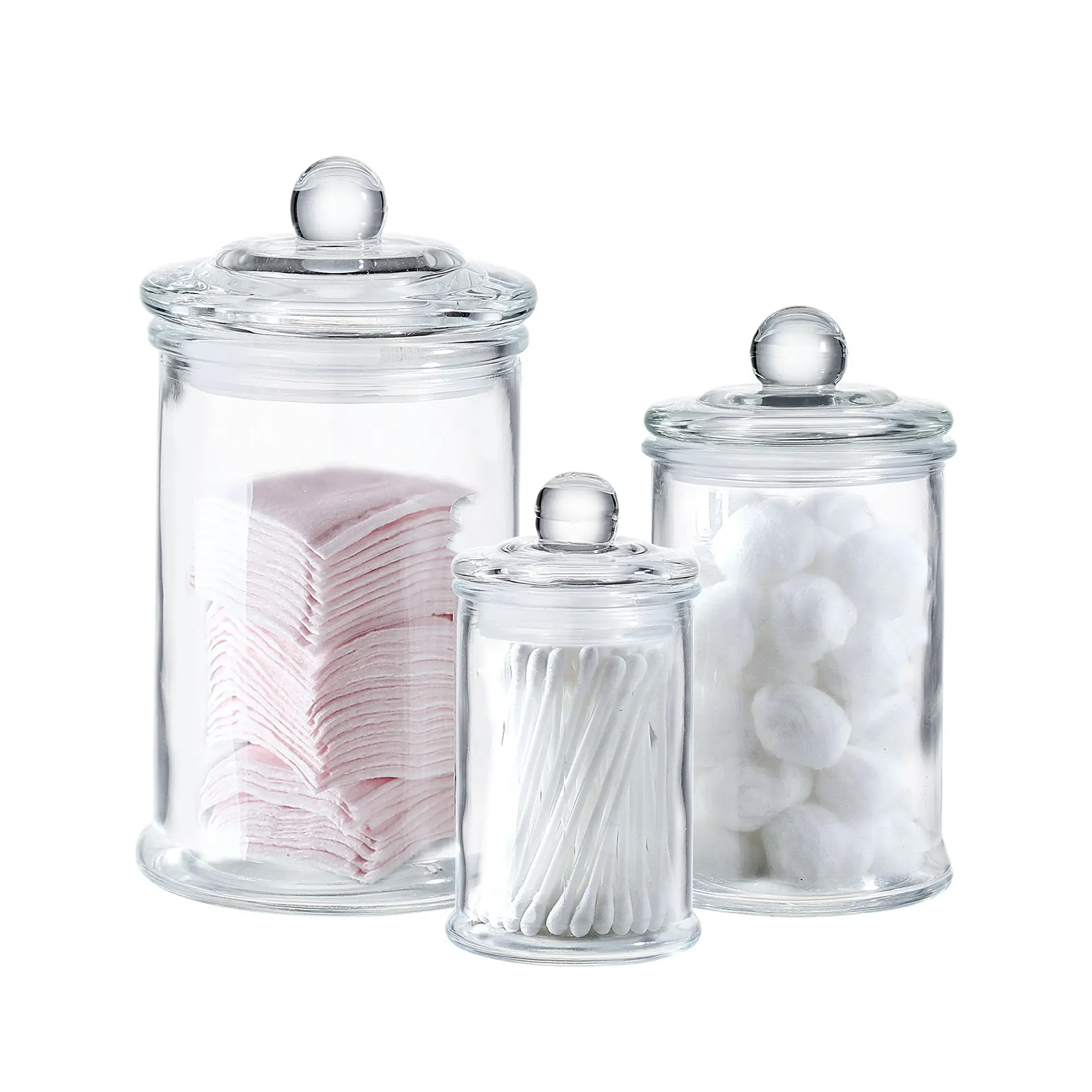 Bathroom Kitchen Storage Organizer Canisters Round Glass Apothecary Food Storage Jars Buy Round Shape Glass Jar