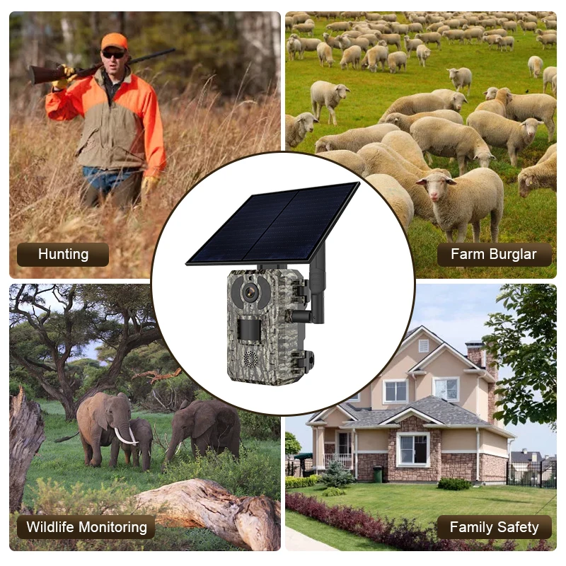 Solar Panel Hunting Trail Camera Infrared Live Video Wildlife Monitoring Forest Surveillance 4G Trial Camera for Deer Hunting
