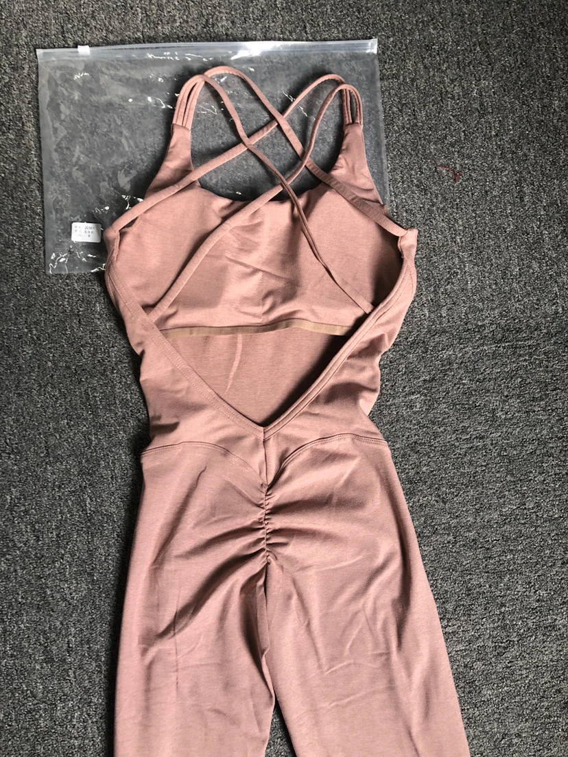 Yoga Bodysuit Black Fitness Bodysuit Women Scrunch Butt Gym Jumpsuit